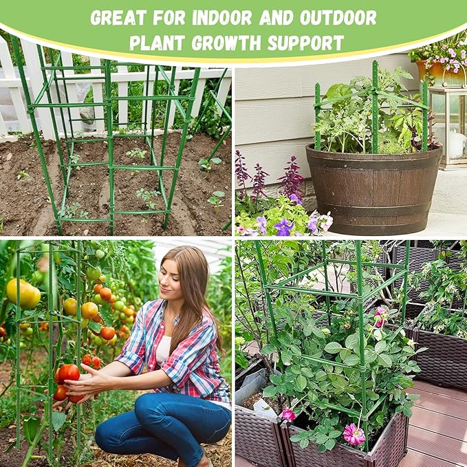 Legigo 6-Pack Tomato Cage for Garden Plant Support- Up to 48inch Garden Stakes Tomato Cage, Tomato Trellis for Potted Plants, Tomato Cages Plant Stakes for Climbing Vegetables Plants Flowers