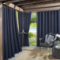 Sun Zero Marina Indoor/Outdoor UV Protectant Energy Efficient Grommet Curtain Panel, 54" x 108", Navy Blue