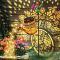 Solar Powered Butterfly Watering Can Lights Waterproof Outdoor Garden Decor with Shepherd Hook Hanging Patio Lights for Yard, Porch, Backyard Perfect Gardening & Christmas Gift for Women, Mom, Grandma