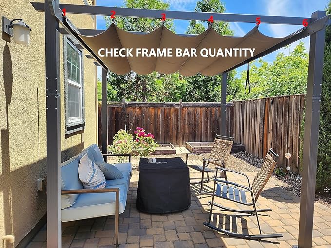 Pergola Shade Cover Replacement Canopy Top Compatible with 10 X 13 ft 6-Bar Pergola Frames - Gray (Canopy Size 116" W x 135" L, Canopy Top Only)