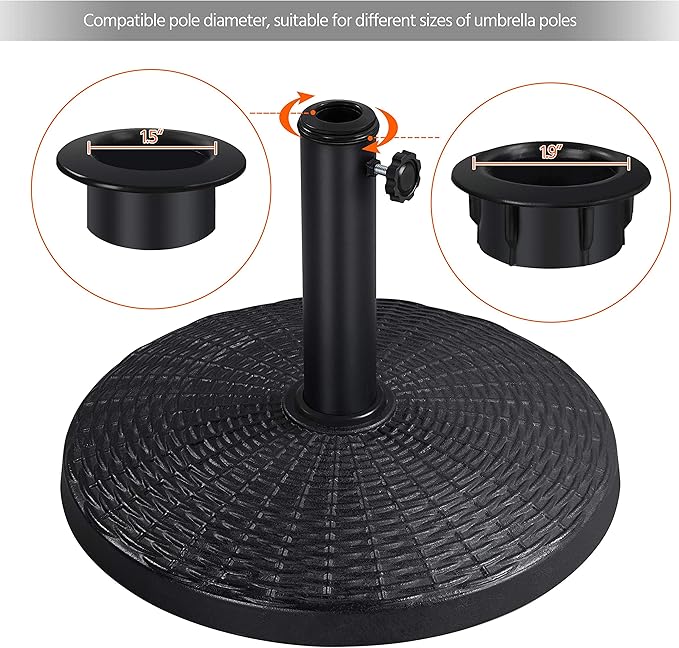 Yaheetech 22 lbs Heavy Duty Outdoor Umbrella Base 18" Round Patio Umbrella Stand Market Umbrella Base for Garden & Lawn, Black