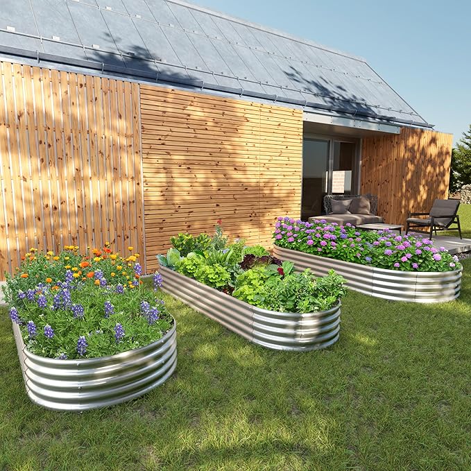 2PCS 6x3x1ft Galvanized Metal Raised Garden Bed Kit,Outdoor Planter Box Vegetables,Flowers,Herbs Durable Rust-Resistant Patio Gardening Beds