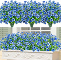 Bassion Artificial Flowers for Outdoors, 24 Bundles UV Resistant Fake Flowers Realistic Silk Faux Plants for Outdoor Planter Window Box Porch Patio Garden Home Outside Decorations
