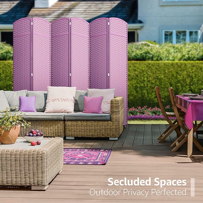 Sorbus 6-Panel Black Room Divider with Double Hinged Panels, 6 ft Tall Folding Privacy Screen