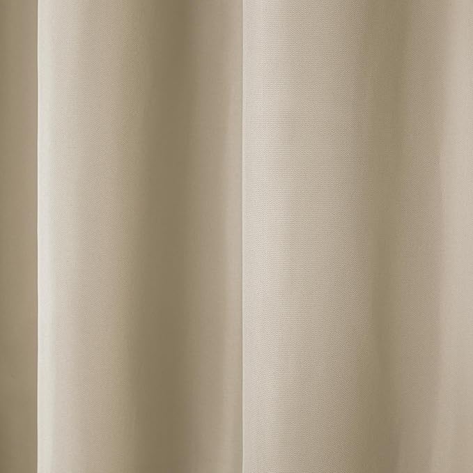 TOWN & COUNTRY BASICS Cabana Solid Heavyweight Indoor Outdoor Curtains, Light Filtering Opacity with Grommet Top, Water Repellent, 2-Pack Set, 54"x96", Taupe
