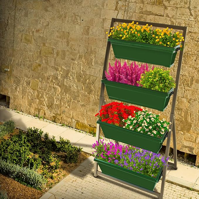 Outland Living 6-Ft Raised Garden Bed - Vertical Garden Freestanding Elevated Planter with 4 Container Boxes - Good for Patio or Balcony Indoor and Outdoor - Perfect to Grow Vegetables Herbs Flowers