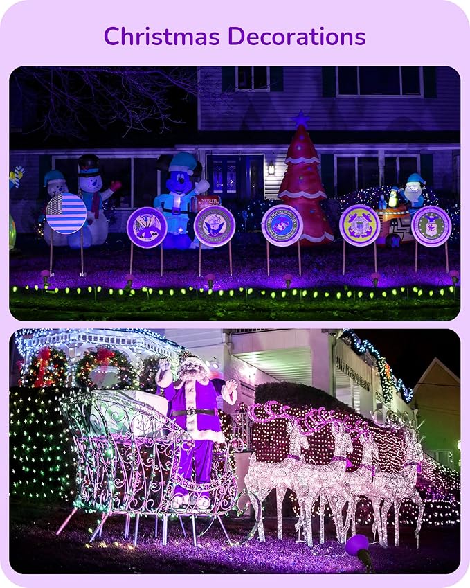 EDISHINE Christmas Decorations PAR38 Purple LED Flood Light Bulbs Outdoor, Dimmable LED Light Bulb, 18W(120W Equivalent), Outdoor Weatherproof Light Bulb for Christmas, E26 Base, 4 Pack