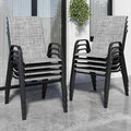 Patio Chairs Set of 8, Stackable Outdoor Dining Chairs for All Weather Textilene Fabric & Metal Frame, Outdoor Chairs Set for Backyard Deck Garden (Grey, Set of 8)
