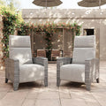 IDEALHOUSE Wicker Outdoor Recliner Reclining Patio Chairs with Adjustable Back & Footrest 150° Lay-Flat Reclining with Air Pump Rattan Flip-Up Side Table Outdoor Lounge Chairs for Pool Deck Balcony