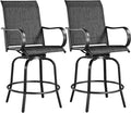 Yaheetech Patio Swivel Bar Stools Outdoor Chairs Set of 2 Outdoor High Bistro Stools Outdoor Furniture, All-Weather Patio Stools for Outside, Beach, Lawn, Poolside and Garden, Black