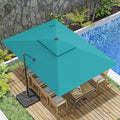 10x13FT Cantilever Outdoor Patio Umbrellas, Double Top Large Rectangle Umbrella, Heavy Duty 360° Rotation Offset Outdoor Sun Shade Umbrella for Garden Deck Pool Backyard Patio, Turquoise