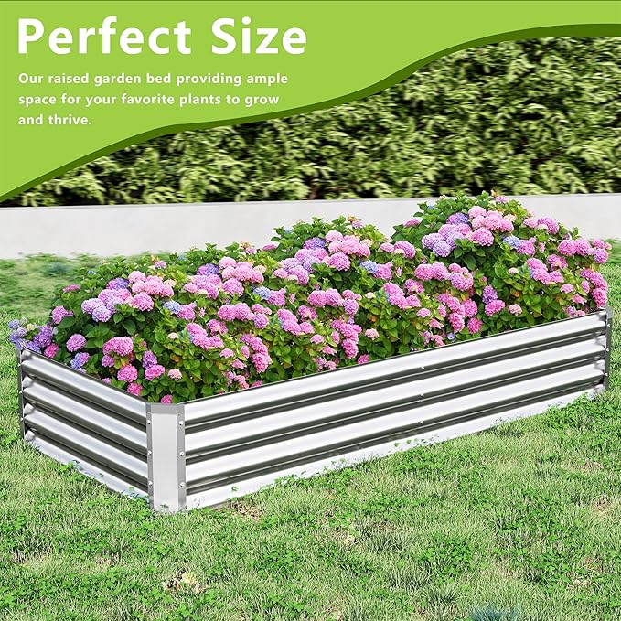 2PCS 6x3x1FT Galvanized Raised Garden Bed, Galvanized Planter Raised Garden Boxes Outdoor, Large Metal Raised Garden Beds for Vegetables-Silver