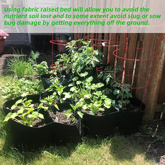 CJGQ Fabric Raised Garden Beds Outdoor, 2X2 Ft 4 Grids Plant Grow Bags,Vegetables Planter Raised Bed for Growing Potatoes Flowers, Square Plant Growing Container Bags for Outdoor Indoor