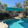 PURPLE LEAF 10' X 13' Patio Umbrella Outdoor Cantilever Rectangle Umbrella Aluminum Offset Umbrella with 360-degree Rotation for Garden Deck Pool Patio, Turquoise Blue