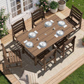 SERWALL Patio Dining Sets for 6 Person, HDPE Dining Set with 6 Armless Chairs, Brown