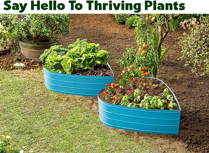 Plant & Plot Galvanized Raised Garden Beds Outdoor // Planter Raised Beds for Gardening, Vegetables, Flowers // Large Metal Garden Box (Teal) // Tool-Free Assembly