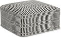 SIMPLIHOME Safford Square Pouf - 20 inch Wide Upholstered PET Polyester Ottoman in Black and White, Boho Indoor/Outdoor Footstool or Extra Seating for Living Room, Bedroom, or Patio, Assembled