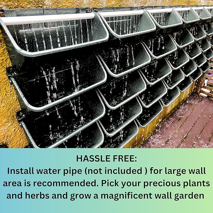 Maxona Black Color Vertical Garden Planter - 4 Pack, 13 inch Wall Mounted Planter for Patio Outdoor Decor, Home Plastic Pot Balcony Plant Vegetable Fruit Herb Hanging Pocket Holder Flowerpot