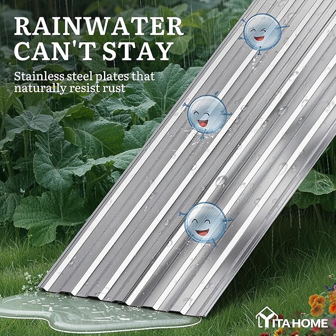 YITAHOME 6x3x2ft 2pcs Large Raised Garden Bed Kit, Galvanized Metal Planter Box with Gloves, Ground Nails, Support Rod, Outdoor Above Ground Planters for Plants Vegetables Flowers, Silver