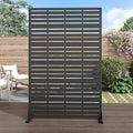 Casaphoria Metal Privacy Screen Outdoor, 72" H x 47" W Freestanding Decorative Privacy Screen for Patio Deck Balcony Garden with Stable Base, Black Adrian
