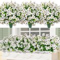 Bassion Artificial Flowers for Outdoors, 24 Bundles UV Resistant Fake Flowers Realistic Silk Faux Plants for Outdoor Planter Window Box Porch Patio Garden Home Outside Decorations