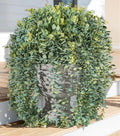 Faux Outdoor Plants Fake Hanging Plants for Outdoors Outside Decorations, 2 Pcs White Faux Eucalyptus Vines Realistic UV Resistant Artificial Greenery for Planters Porch Garden Yard Front Door Patio