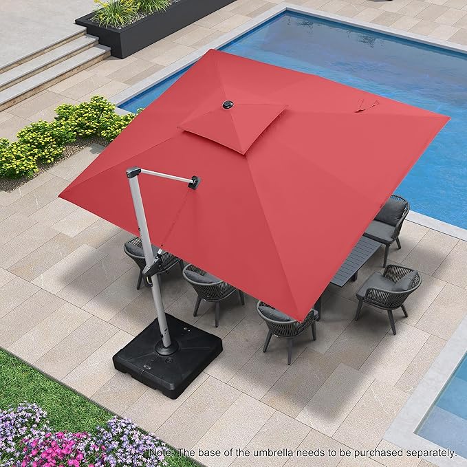 PURPLE LEAF 10' X 12' Patio Umbrella Outdoor Rectangle Umbrella Large Cantilever Umbrella Windproof Offset Heavy Duty Sun for Garden Deck Pool Patio, Terra