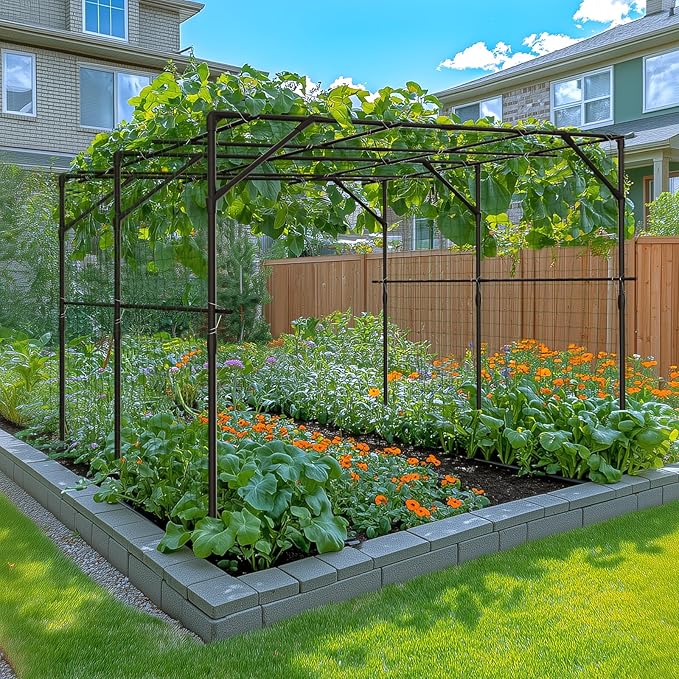 DoCred Tall Garden Arch Trellis for Climbing Plants, 79 Inch Tall Metal Plant Support Trellis Archway for Climbing Vine Vegetable/Fruit/Flower Outdoor Yard Lawn Garden Arch Tunnel Trellis