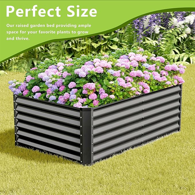 4x2x2FT Galvanized Raised Garden Bed,Galvanized Planter Boxes Outdoor, Large Metal Raised Garden Beds for Vegetables-Grey