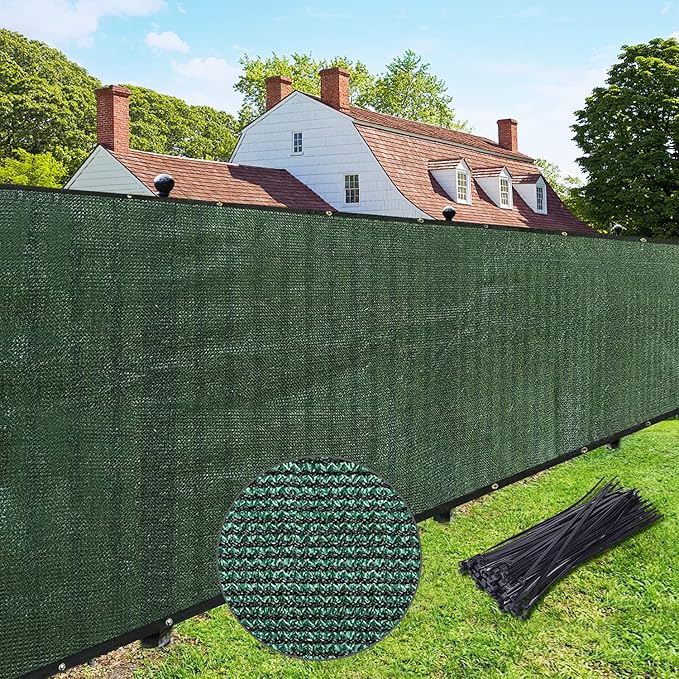UPGRADE Privacy Fence Screen 4'x17' Dark Green Outdoor 90% Visibility Blockage 170 GSM Mesh Shade Cover Panels for Backyard,Balcony,Home Decoration with Zip Ties,Customized Avaliable