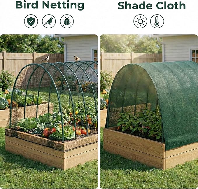 Gardzen Garden Hoops for Raised Beds Greenhouse Hoops, DIY Kit for Row Cover Garden Netting, All Season Plant Protection, 24 Pcs
