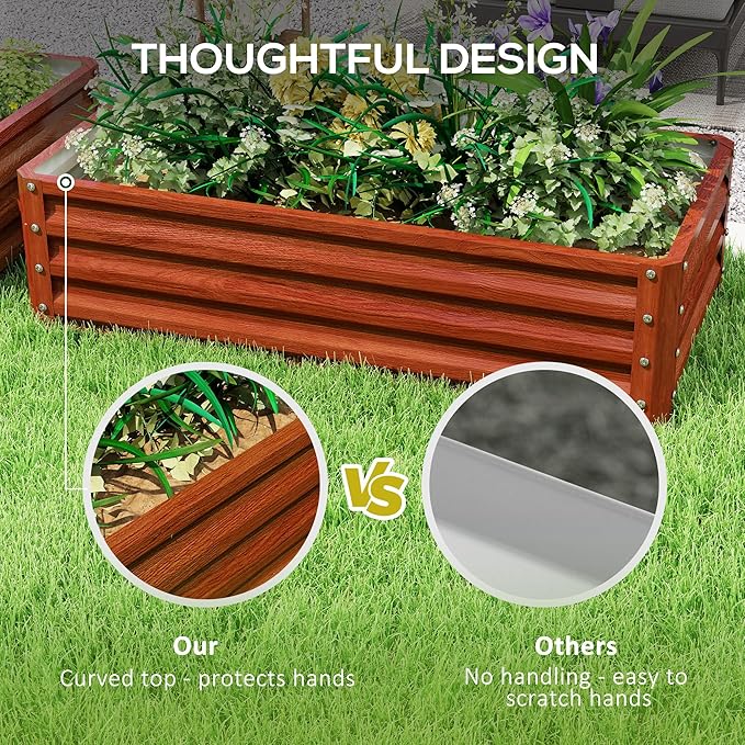 Outsunny Galvanized Raised Garden Bed, 4' x 2' x 1' Metal Planter Box, for Growing Vegetables, Flowers, Herbs, Succulents, Brown