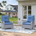 2-Seat Modern Patio Furniture Set with Swivel Rocking Chairs, Thick 4″ Cushions, Dual-Strand Wicker Rattan, Rust-Resistant Steel Frame – Outdoor Conversation & Modular Sectional,Navy