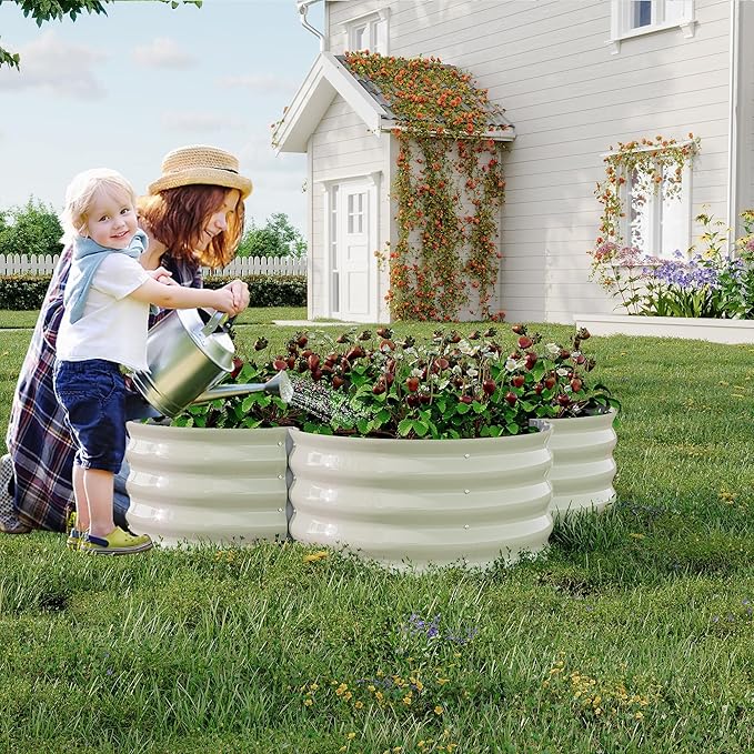 Garvee 2 Pack Galvanized Raised Garden Bed, Outdoor Planter Box with Open Base for Herbs, Veggies & Flowers. Rust-Resistant Raised Garden Beds, Ground-Connected Design for Deep Root Growth