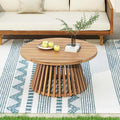 Merax Patio Outdoor Acacia Wood Round Coffee Table for Backyard, Lawn, Balcony, Easy Assemble Teak
