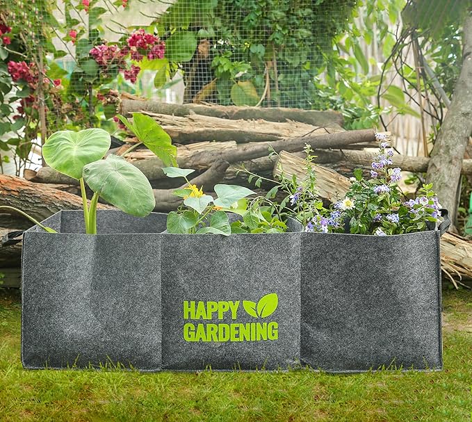 Fabric Grow Bags, 2-Pack Raised Garden Bed with Handle for Vegetable Herbs Gardening, Fabric Plant Pots Planter Indoor Outdoor, 3 sq. ft.