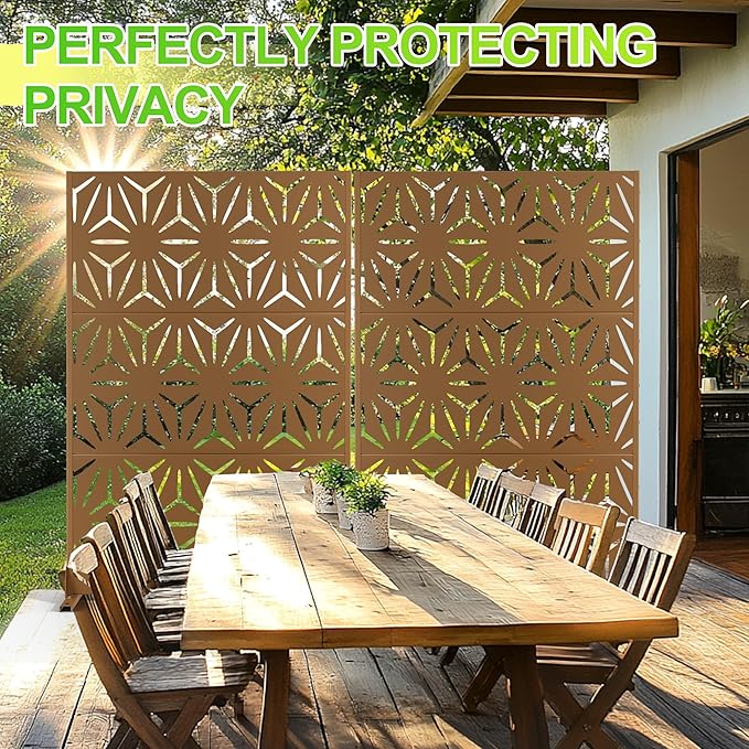 Outdoor Privacy Screen,72" H×47" W Metal Privacy Screen, Freestanding Privacy Fence Panels for Patio