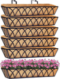 6pcs 30 Inch Window Deck with Coco Liner, 30" Window Boxes Horse Trough with Coconut Coir Liner, Metal Hanging Flower Planter Window Basket Deck Railing Planter Boxes for Outdoor Indoor Lawn