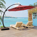 GarveeLife 11FT Cantilever Patio Umbrella With Base Included, Cantilevers Outdoor Umbrella Heavy Duty Offset, Aluminium Curved Cantilever Umbrella