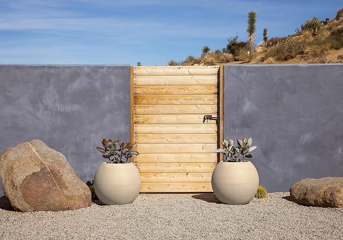 Veradek Strata Series Sphere Round Planter for Patio & Backyard | Durable Plastic-Stone Material | Modern Décor for Tall Trees and Plants