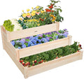 3-Tier Raised Garden Bed with Fabric Liner, Wood Elevated Planter Box with Dovetail Joint Design, 3 Dividable Bed Kit for Vegetables/Herbs/Flowers, Outdoor Gardening for Patio, Lawn, Balcony