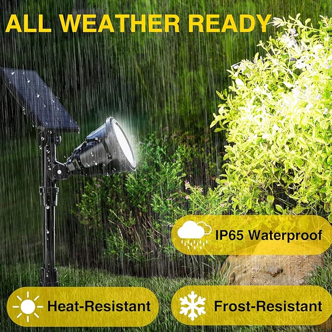 ROSHWEY Solar Outdoor Lights, Waterproof Solar Yard Lights 600LM Spot Light Outdoor for Tree Pathway Walkway Driveway Patio (Cool White, 4Pack)