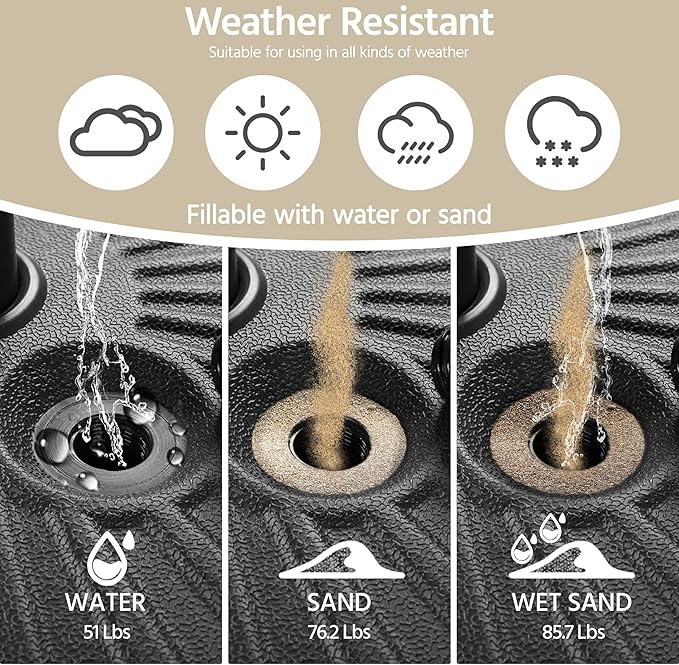 Yaheetech Umbrella Base 85.7lbs Round Water & Sand Filled Patio Outdoor Umbrella Stand with Steel Umbrella Holder Suit for Dia 1.5'' or 1.9'' Umbrella Pole, Black