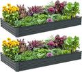 2PCS 8x4x1FT Galvanized Raised Garden Bed, Galvanized Planter Raised Garden Boxes Outdoor, Large Metal Raised Garden Beds for Vegetables-Grey