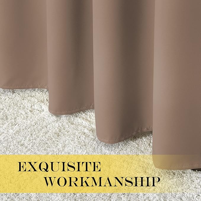 NICETOWN Patio Blind Blackout Curtain Panels - Extra Wide Curtains, Sliding Door Insulated Drape, Soundproof Room Divider Curtains (Cappuccino, 100 x 95 Inch/ 100"W x 95"L)