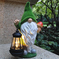 Gnomes Solar Garden Statues,Resin Gnome Figurine Decorations Holding Mushroom and Solar Lights Lantern, Outdoor Figurines Lawn Garden Statue Decor Art for Lawn,Yard, Balcony Ornament.