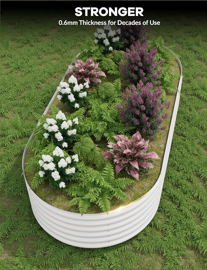 GarveeLife 10x4x1.5 ft Galvanized Raised Garden Bed - 18“ Tall Metal Planter Box for Vegetables, Flowers, Herbs, Rust-Resistant Outdoor Garden Box, Easy Assembly Raised Beds for Gardening, Beige