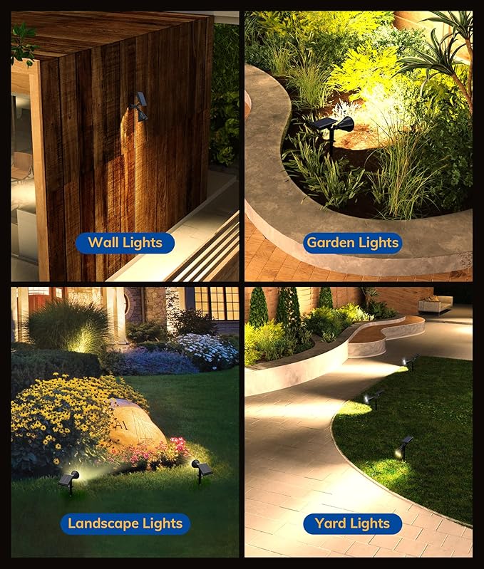 Solar Spot Lights for Outside, 21 LED Outdoor Solar Lights for Yard, 4 Pack Solar Spotlights Waterproof Auto On/Off for Landscape, Wall, Garden, Pool, Tree, Pathway and Driveway(Warm White)