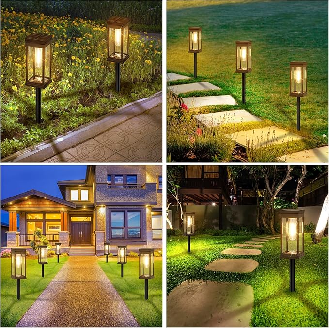 BesLowe Upgraded Solar Pathway Lights Outdoor, 12-Pack Large LED Solar Light Outdoor Waterproof, Super Bright Outside Lights for Yard, Sun-Powered Landscape Lighting for Garden Walkway, Warm White