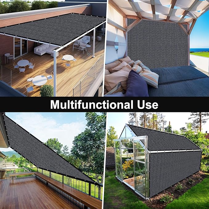 Artpuch 90% Sun Shade Cloth, 5 x 8 FT Pergola Shade Cover Canopy with Grommets, Sun Screen Fabric Tarp for Patio, Outdoor, Garden, Backyard, Dark Grey